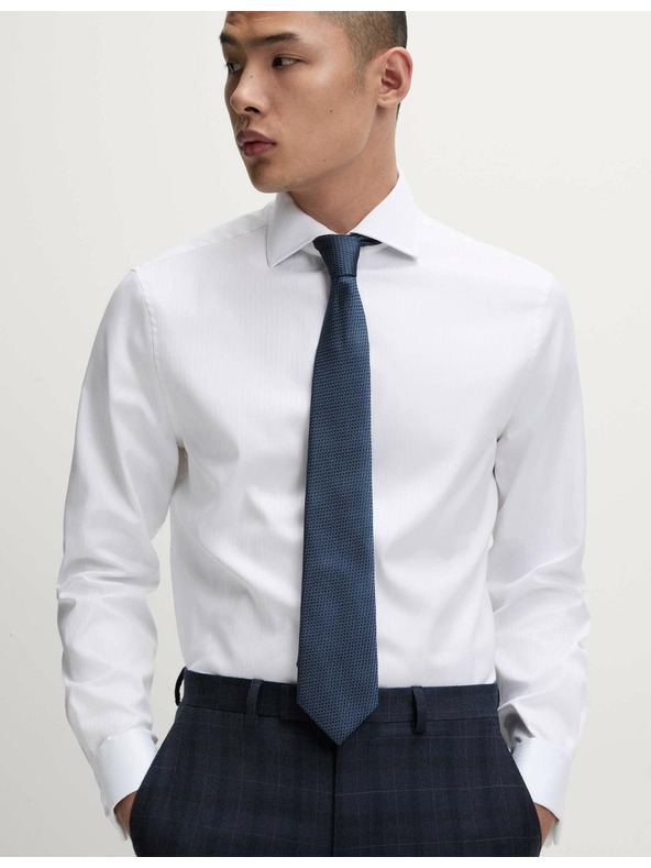 Marks & Spencer Marks & Spencer fehér, keskeny szabású csíkos ing luxus pamutból