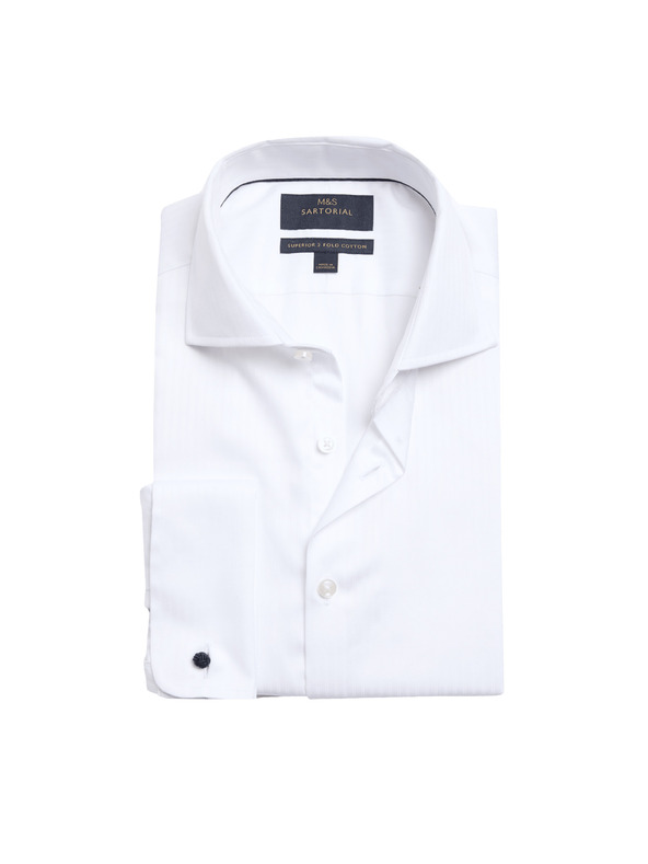 Marks & Spencer Marks & Spencer fehér, keskeny szabású csíkos ing luxus pamutból