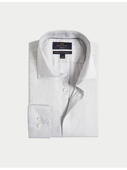 Marks & Spencer Marks & Spencer szürke, keskeny szabású luxus ing 100% pamutból, textúrával
