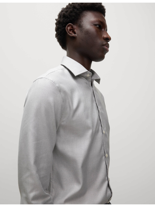 Marks & Spencer Marks & Spencer szürke, keskeny szabású luxus ing 100% pamutból, textúrával
