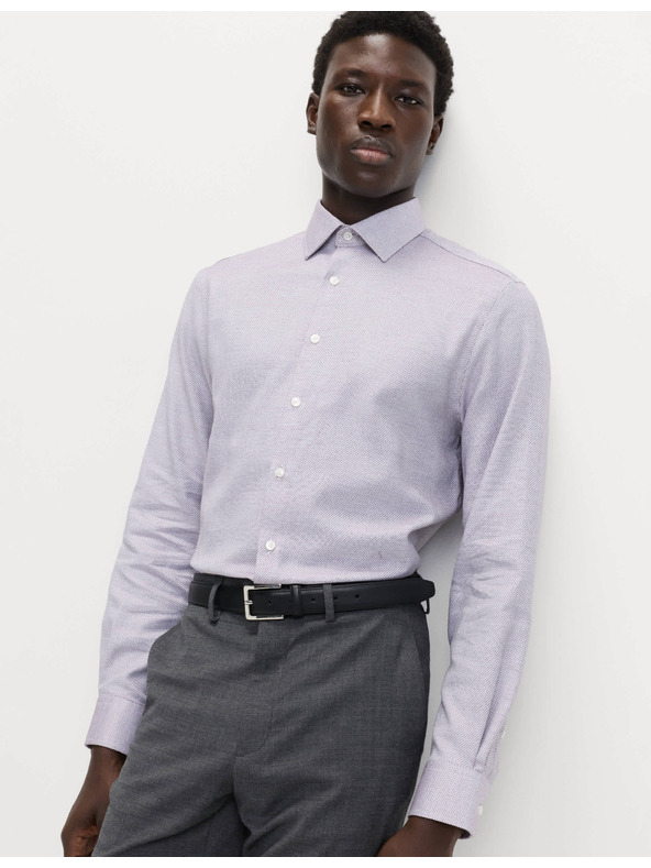 Marks & Spencer Marks & Spencer piros, normál szabású luxus ing 100% pamutból, textúrával