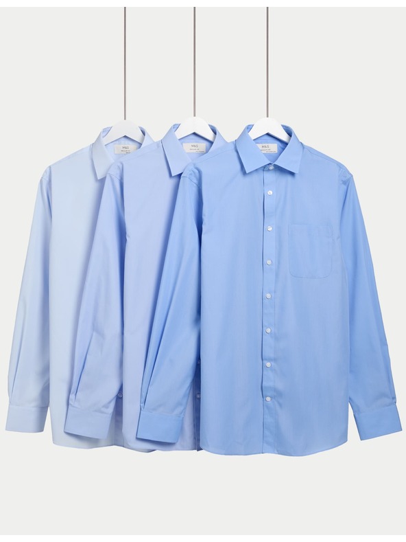 Marks & Spencer Marks & Spencer kék, hosszú ujjú normál szabású ing, 3 db