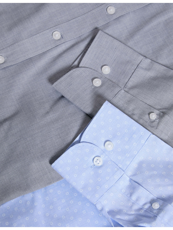 Marks & Spencer Marks & Spencer kék, 2 db-os keskeny szabású ing pamut keverékből, könnyen vasalható