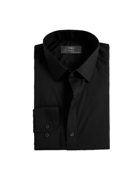 Marks & Spencer Marks & Spencer fekete, keskeny szabású ing, könnyen vasalható