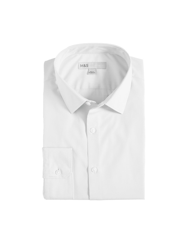 Marks & Spencer Marks & Spencer fehér, keskeny szabású ing pamut keverékből, vasalást nem igénylő anyagból