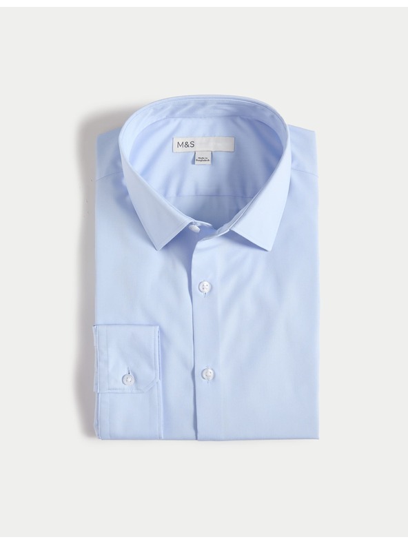 Marks & Spencer Keskeny szabású ing pamut keverékből, vasalást nem igénylő anyagból, Marks & Spencer kék