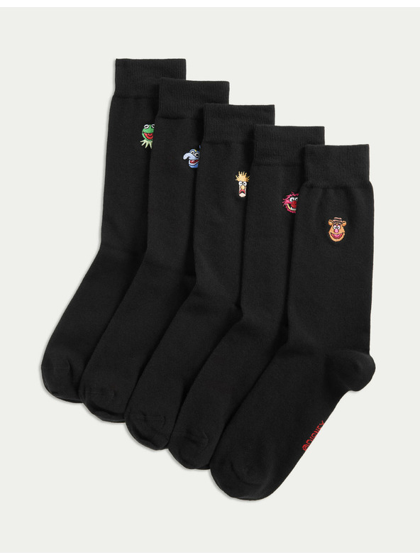 Marks & Spencer 5 db Cool Fresh™ Muppets zokni magas pamuttartalommal, Marks & Spencer fekete