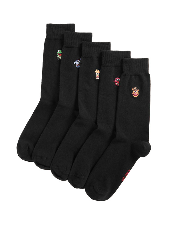 Marks & Spencer 5 db Cool Fresh™ Muppets zokni magas pamuttartalommal, Marks & Spencer fekete
