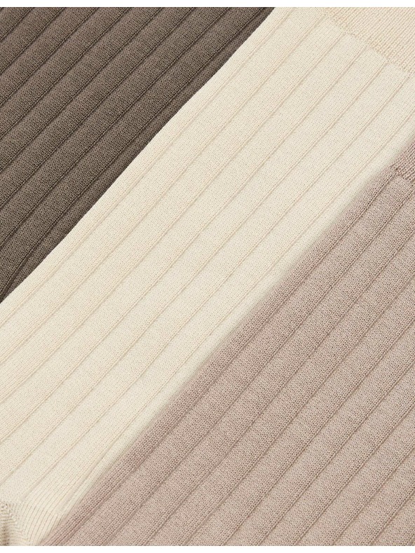 Marks & Spencer 3 pár bordázott zokni magas egyiptomi pamut tartalommal, Marks & Spencer barna