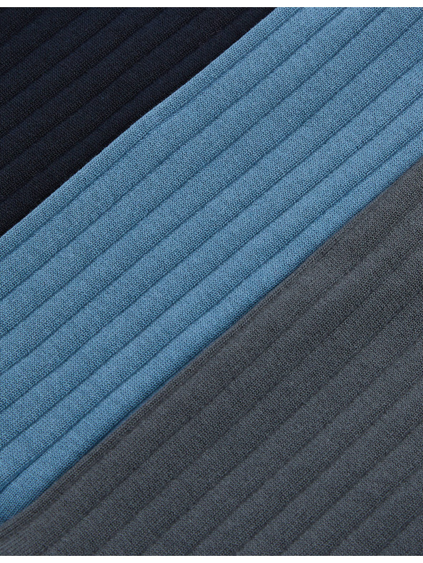 Marks & Spencer 3 pár bordázott zokni magas egyiptomi pamut tartalommal, Marks & Spencer kék