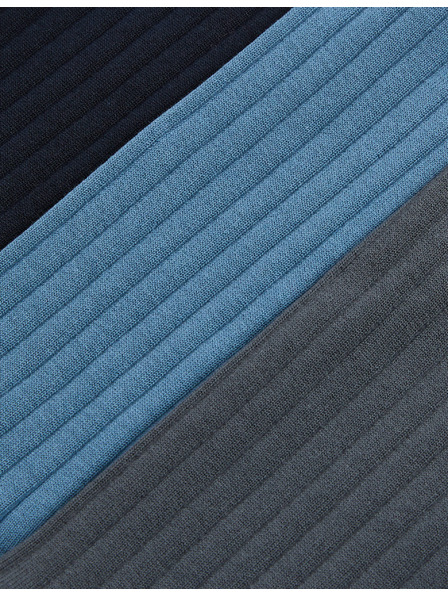 Marks & Spencer 3 pár bordázott zokni magas egyiptomi pamut tartalommal, Marks & Spencer kék