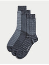 Marks & Spencer 3 db mercerált pamut zokni különböző mintázattal, Marks & Spencer tengerészkék