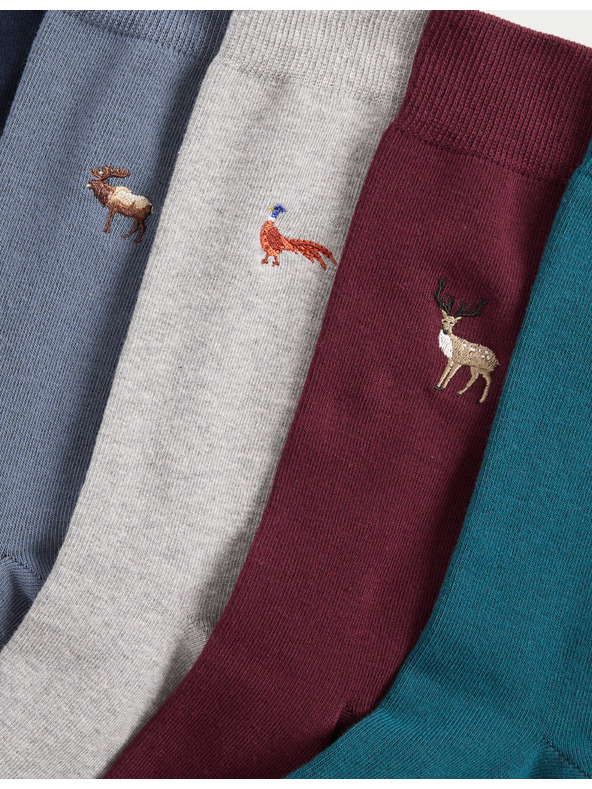 Marks & Spencer 5 pár Cool & Fresh™ Woodland zokni magas pamattartalommal, Marks & Spencer többszínű