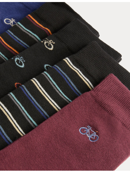 Marks & Spencer 5 pár Cool & Fresh™ zokni magas pamattartalommal és kerékpár motívummal, Marks & Spencer fekete