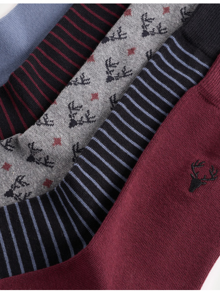 Marks & Spencer Szarvas motívumos C and F zokni magas pamattartalommal, 5 pár csomagban, Marks & Spencer tengerészkék