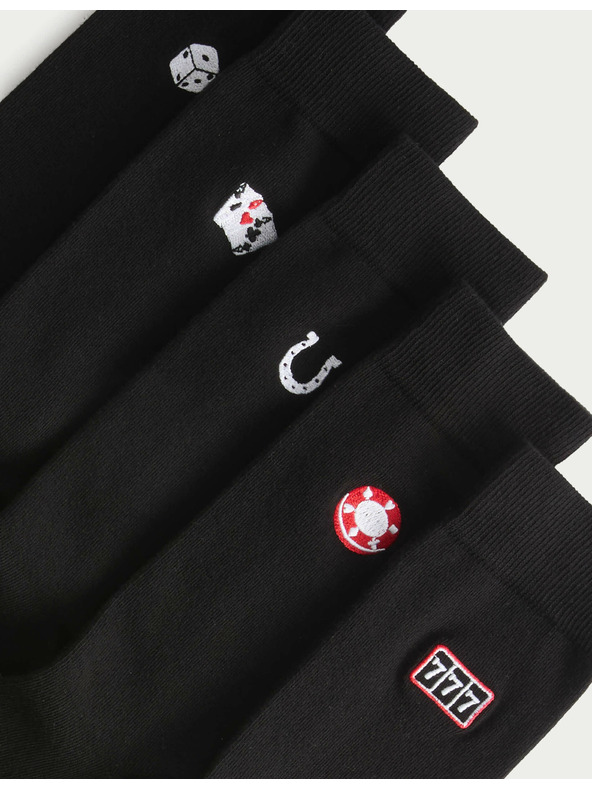 Marks & Spencer 5 pár Cool & Fresh™ Casino zokni magas pamattartalommal, Marks & Spencer fekete