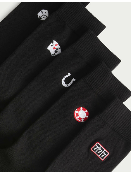 Marks & Spencer 5 pár Cool & Fresh™ Casino zokni magas pamattartalommal, Marks & Spencer fekete