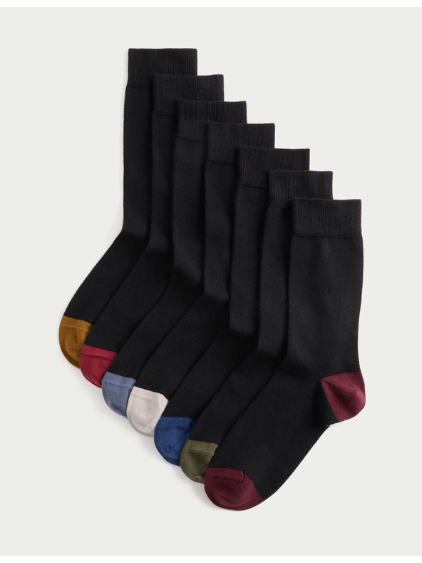 Marks & Spencer Marks & Spencer Cool & Fresh™ magas pamtartalmú zokni, vegyes csomag, 7 pár fekete