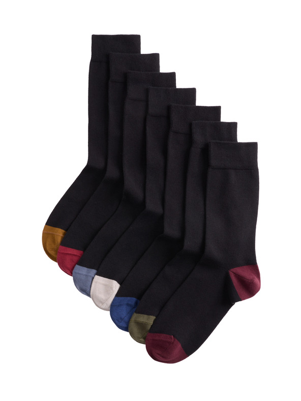 Marks & Spencer Marks & Spencer Cool & Fresh™ magas pamtartalmú zokni, vegyes csomag, 7 pár fekete