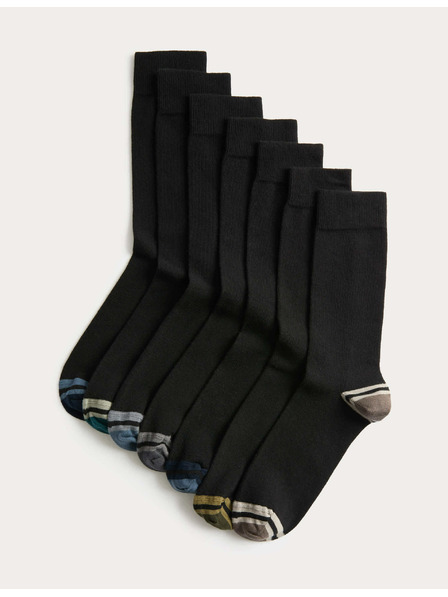 Marks & Spencer 7 pár Cool & Fresh™ magas pamutszövetből készült zokni Marks & Spencer fekete