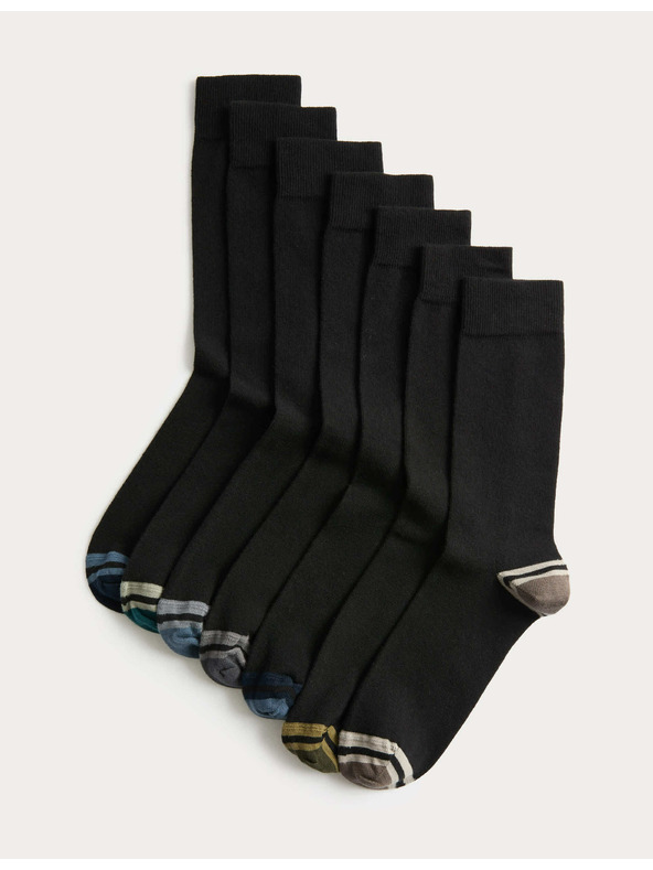 Marks & Spencer 7 pár Cool & Fresh™ magas pamutszövetből készült zokni Marks & Spencer fekete