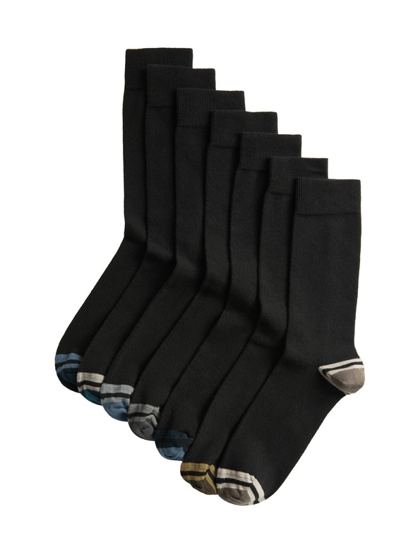 Marks & Spencer 7 pár Cool & Fresh™ magas pamutszövetből készült zokni Marks & Spencer fekete
