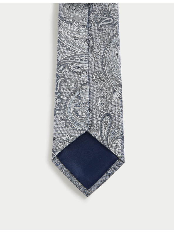 Marks & Spencer 100% selyem nyakkendő kasmír mintával Marks & Spencer kék