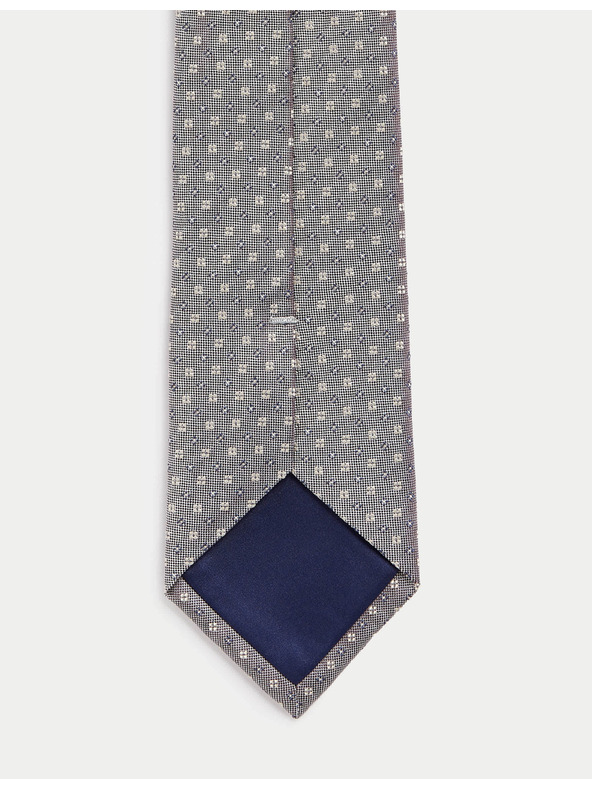 Marks & Spencer 100% selyem nyakkendő geometriai mintával Marks & Spencer barna