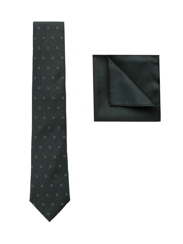 Marks & Spencer Szett: geometriai mintás nyakkendő és zsebkendő Marks & Spencer zöld