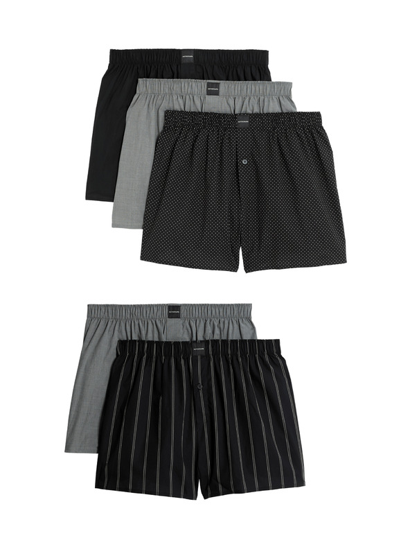 Marks & Spencer Szövött Supima® boxeralsó magas pamuttartalommal, 5 db csomag Marks & Spencer fekete