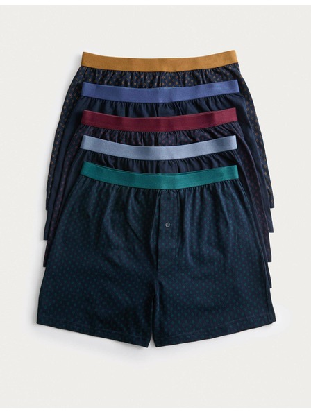 Marks & Spencer Jersey boxeralsó 100% pamutból, Cool & Fresh™ technológia és geometriai mintával, 5 db-os szett Marks & Spencer sötétkék