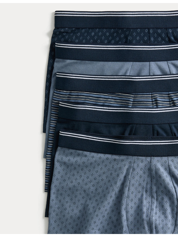 Marks & Spencer Oldalsó pamut sztreccs alsónadrág Cool & Fresh™ technológiával, 5 db Marks & Spencer kék