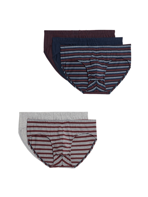 Marks & Spencer Csíkos kombiné 100% pamutból; Cool & Fresh™ technológia; 5 db csomag Marks & Spencer piros