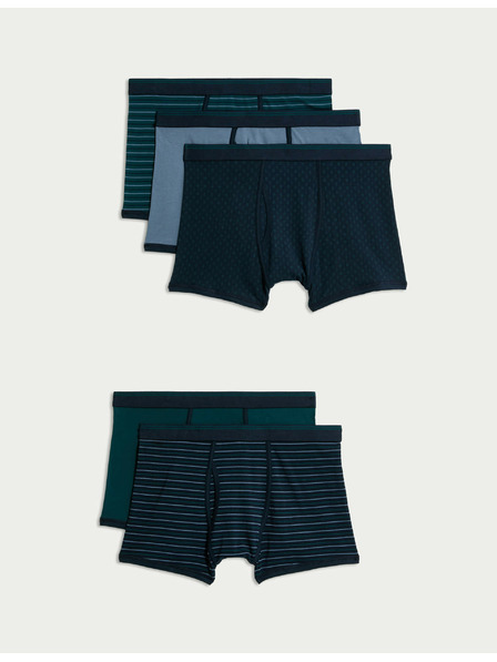 Marks & Spencer Elasztikus pamut boxer Cool & Fresh™ technológiával, 5 db Marks & Spencer zöld