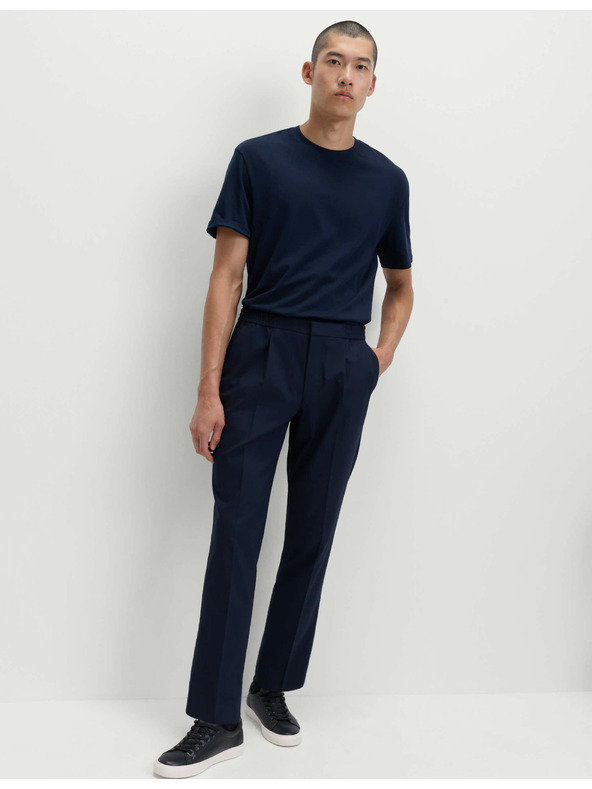 Marks & Spencer Elegáns nadrág rugalmas derékrésszel pamutkeverékből Marks & Spencer tengerészkék