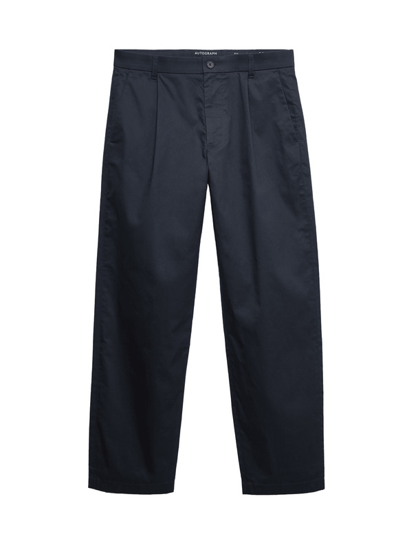 Marks & Spencer Marks & Spencer szuper könnyű chino nadrág, enyhén szűkített szabás tengerkék