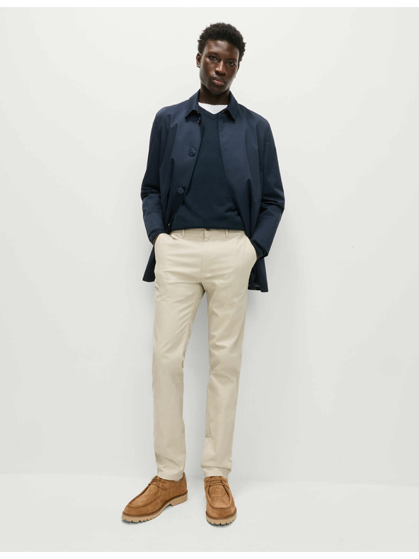Marks & Spencer Stretch chino nadrág vékony szabású Marks & Spencer bézs színű