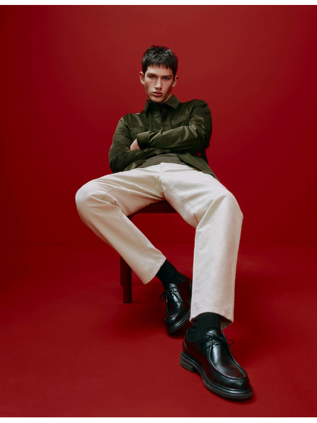 Marks & Spencer Marks & Spencer olasz kordbársony nadrág egyenes szabással, 5 zsebbel bézs