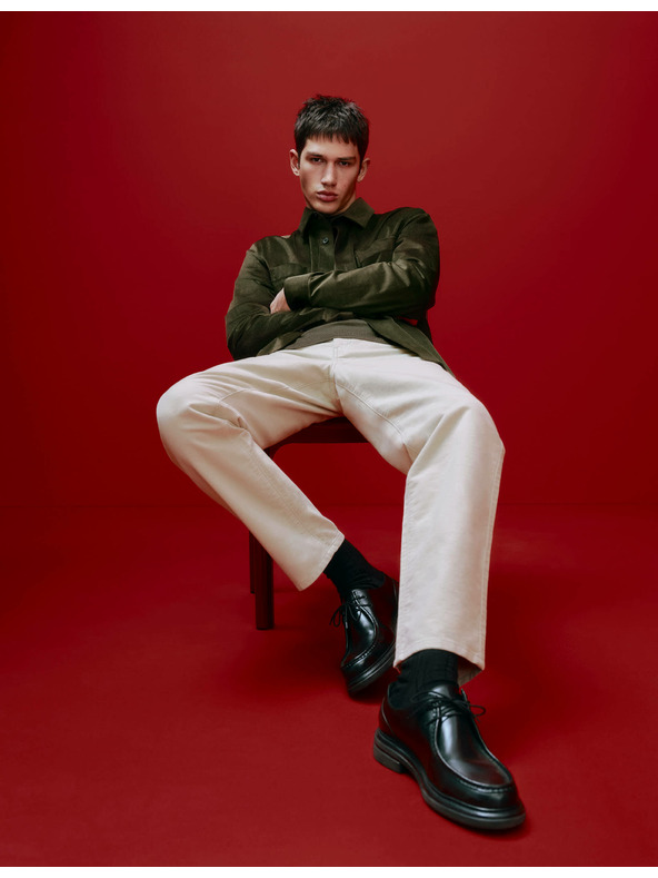 Marks & Spencer Marks & Spencer olasz kordbársony nadrág egyenes szabással, 5 zsebbel bézs