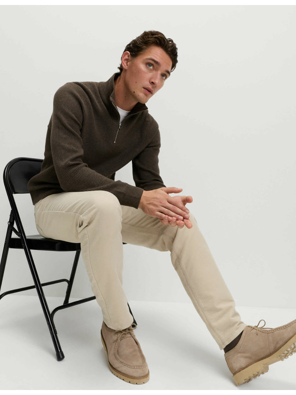 Marks & Spencer Marks & Spencer olasz kordbársony nadrág egyenes szabással, 5 zsebbel bézs