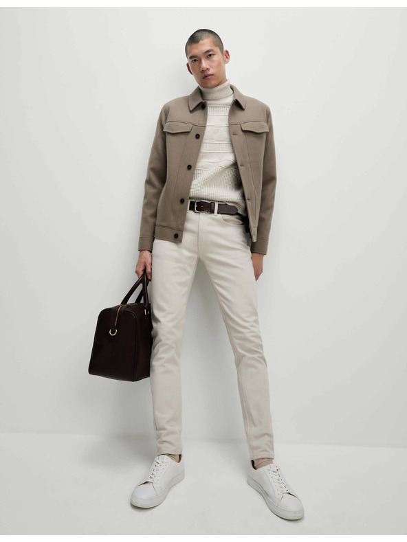 Marks & Spencer Sztreccs farmer 360 fokos rugalmassággal, szűkített szabás, Marks & Spencer bézs