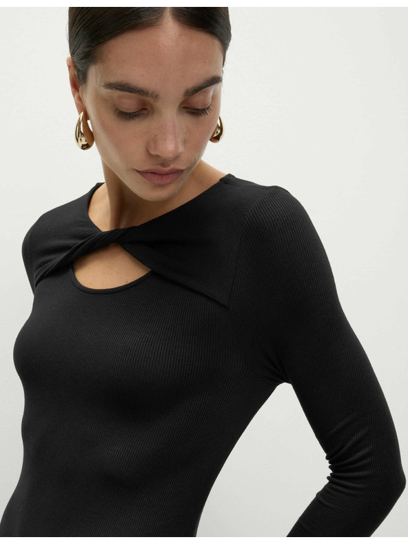 Marks & Spencer Jersey bordázott midi ruha oszlop szabással, Marks & Spencer fekete