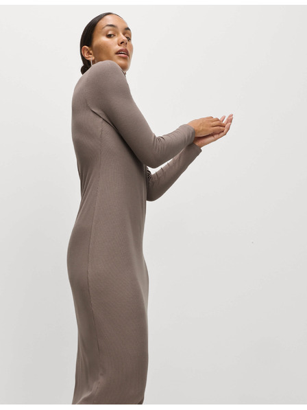 Marks & Spencer Jersey bordázott midi ruha oszlop szabással, Marks & Spencer barna