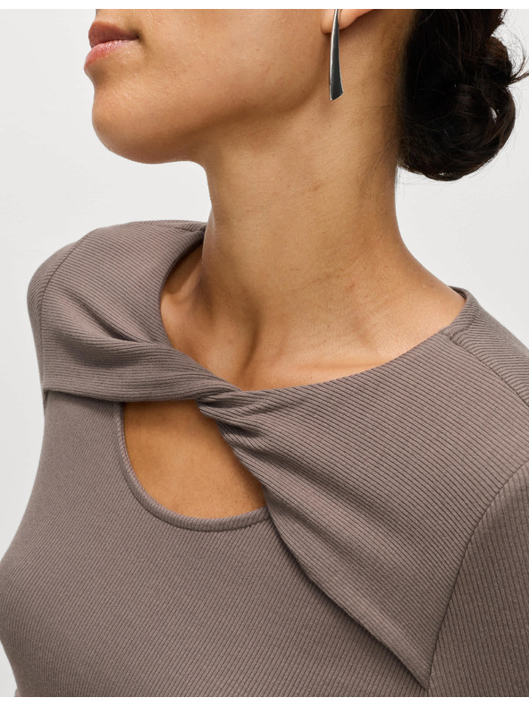 Marks & Spencer Jersey bordázott midi ruha oszlop szabással, Marks & Spencer barna