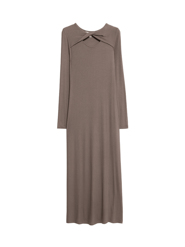 Marks & Spencer Jersey bordázott midi ruha oszlop szabással, Marks & Spencer barna