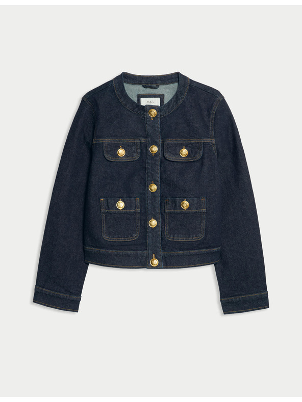 Marks & Spencer Marks & Spencer tengerkék gallér nélküli farmer dzseki