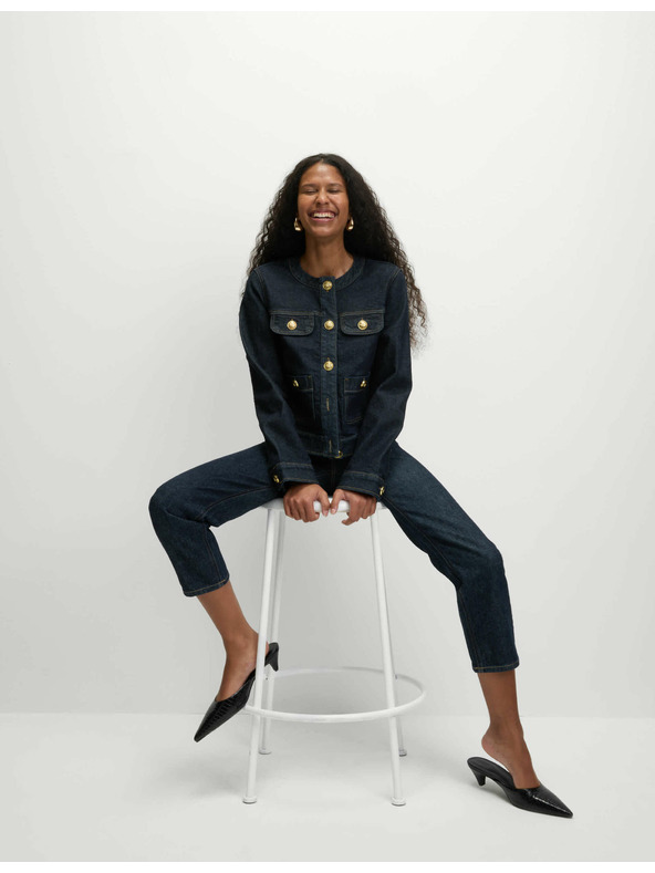 Marks & Spencer Marks & Spencer tengerkék gallér nélküli farmer dzseki