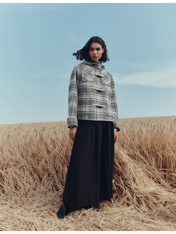 Marks & Spencer Marks & Spencer bézs kockás gyapjú kabát kapucnival