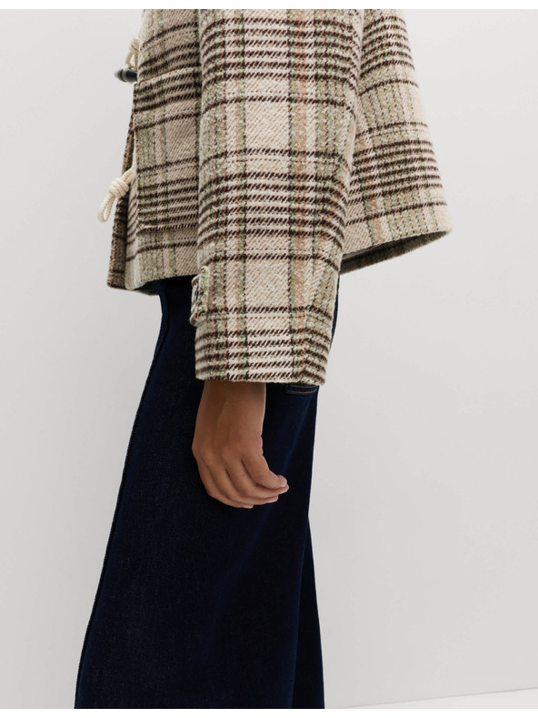 Marks & Spencer Marks & Spencer bézs kockás gyapjú kabát kapucnival