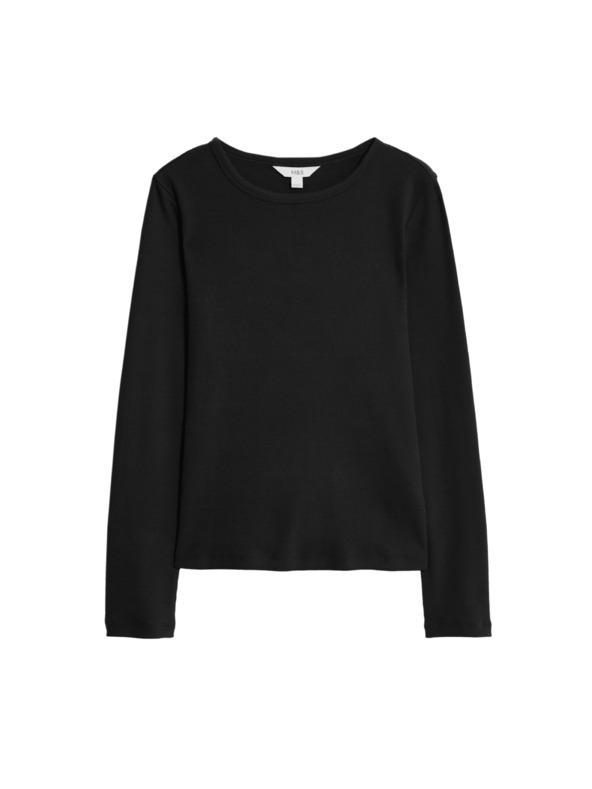 Marks & Spencer Bordázott felső magas pamuttartalommal, Marks & Spencer fekete